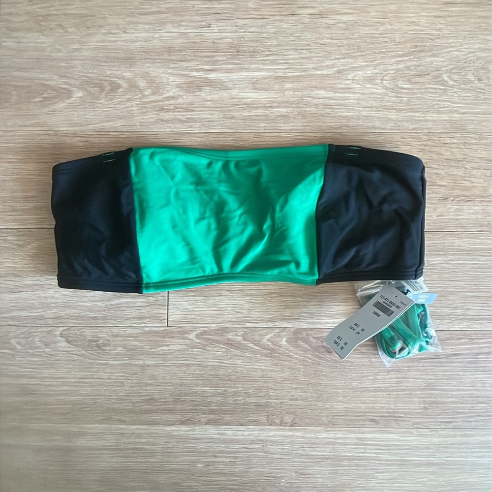 Abercrombie & Fitch Green and Black Strapless Bikini Top Large NWT
